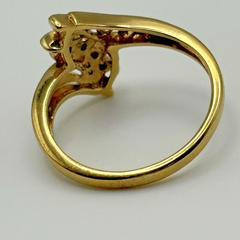 Vintage Ruby and Diamond Ring Gold Plated Size 10 Retro Cocktail Prom